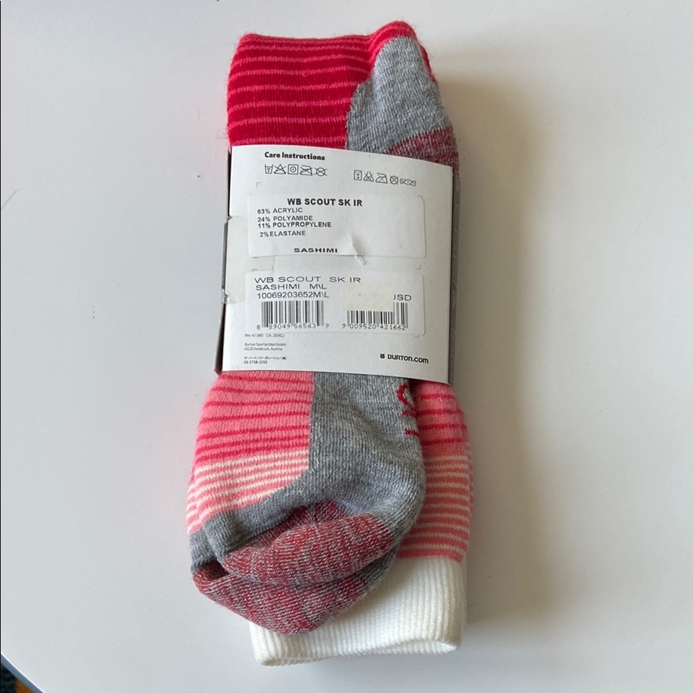 Unisex Burton Red, Pink, White and Gray Ski Socks